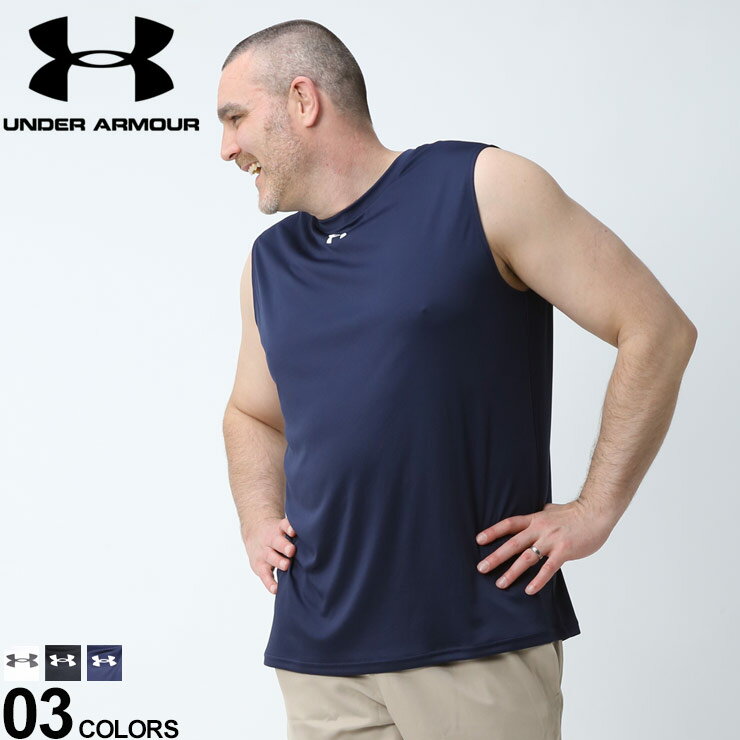 大きいサイズ メンズ UNDER ARMOUR (アンダーアーマー) LOOSE ワンポイント ノースリーブ Tシャツ TEAM..