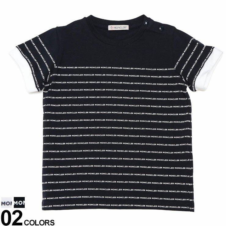 MONCLER (モンクレール) ロゴボーダー クルーネック 半袖 Tシャツブランド キッズ 子供服 トップス Tシャツ 半袖 シャツ 丸首 MCK8C000118790N