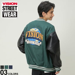 ヴィジョンストリートウェア スタジャン メンズ ヴィジョンストリートウェア スタジャン VISION STREET WEAR スタジアムジャンパー バックロゴ 異素材切り替え 2905001メンズ 男性 トップス アウター ジャケット ブルゾン