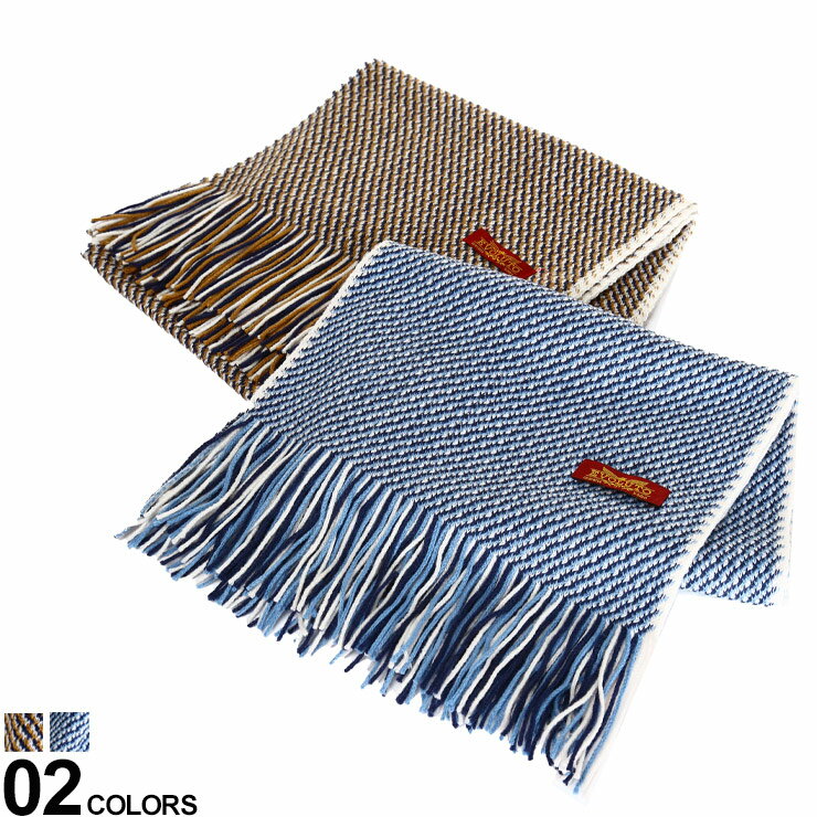 SAKAZEN (サカゼン) 総柄 フリンジ ラッセルマフラーメンズ ビジネス 紳士 マフラー シンプル 防寒 通勤 通学 22AW5