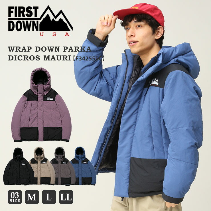 ファーストダウン ダウンジャケット メンズ ファーストダウン ダウンジャケット FIRST DOWN USA ファーストダウンユーエスエー WRAP DOWN PARKA DICROS MAURI F342520Cメンズ 男性 トップス アウター ジャケット ブルゾン ダウン