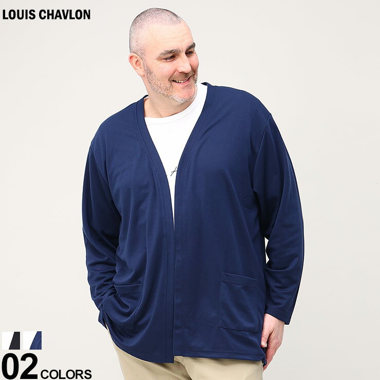 大きいサイズ メンズ LOUIS CHAVLON (ルイシャブロン) アンサンブル ボタンレス カーディガン 半袖 Tシャツ セット …