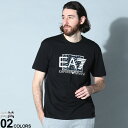 エンポリオ アルマーニ EMPORIO ARMANI EA7 イーエーセブン バック切り替え クルーネック 半袖 Tシャツ カットソー プリント ブランド メンズ トップス シャツ 黒 クロ 灰 ハイ 大きいサイズあり EA73RPT01PJ02Z