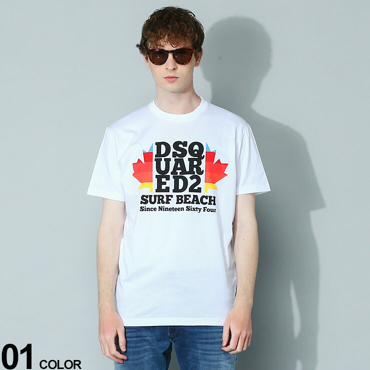 DSQUARED2 (ディースクエアード) ロゴプリント クルーネック 半袖 Tシャツ SURF BEACH ブランド メンズ 男性 トップス Tシャツ 半袖 シャツ D2GD1135S23009