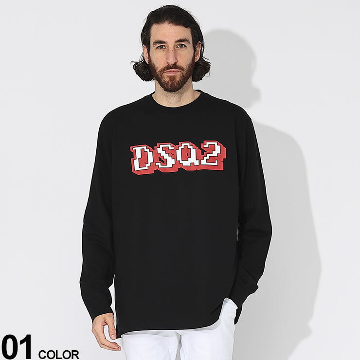 DSQUARED2 (ディースクエアード) ドットロゴ クルーネック 長袖 Tシャツブランド メンズ 男性 トップス Tシャツ 長袖 ロンT D2GD1180S24581