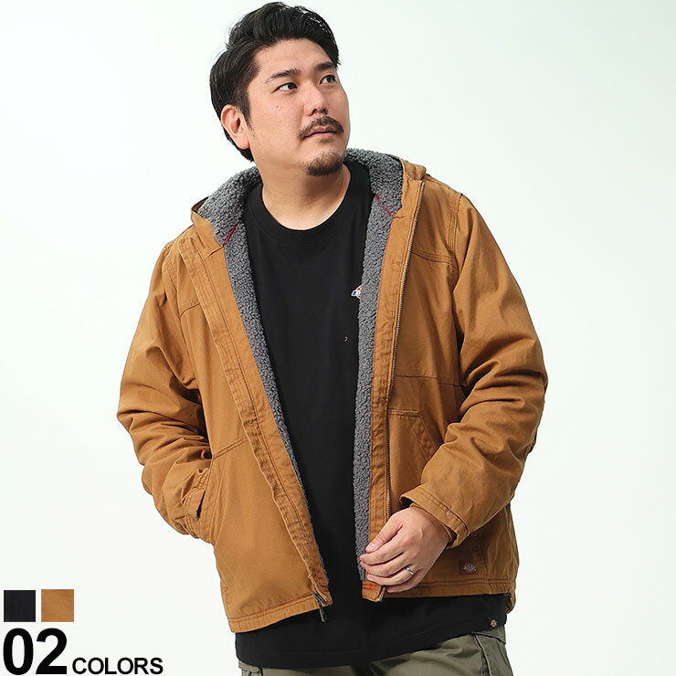 大きいサイズ メンズ Dickies (ディッキーズ) 裏ボア フルジップ シェルパジャケット ジャケット ブルゾン フード TJ360D22