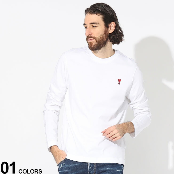 AMI PARIS (アミパリス) ワンポイント クルーネック 長袖 Tシャツ Ami de Coeurブランド メンズ 男性 トップス Tシャツ 長袖 ロンT AMUTS205726