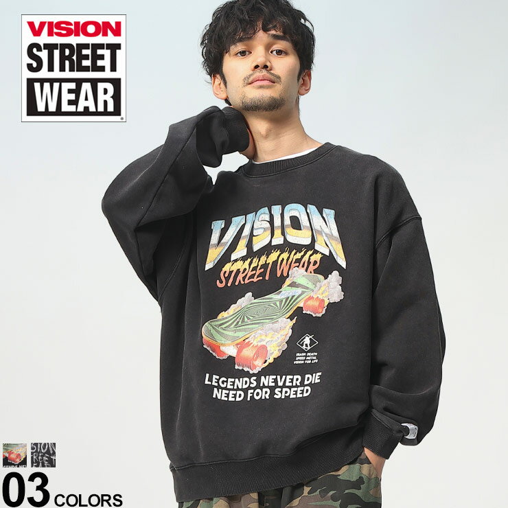 ヴィジョンストリートウェア トレーナー メンズ ヴィジョンストリートウェア スウェット ロゴ プルオーバー VISION STREET WEAR トレーナー ユニセックス スケボー オーバーサイズ 春服