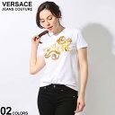 VERSACE JEANS COUTURE (ヴェルサーチェ ジーンズ クチュール) ウォーターカラー プリント クルーネック 半袖 Tシャツ VCL76HAHG00 ブランド レディース トップス Tシャツ 半袖 シャツ