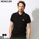 MONCLER (モンクレール) ワンポイント ロゴワッペン トリコロール ライン 半袖 ポロシャツ MC8A7030084556 ブランド メンズ 男性 トップス ティーシャツ 半袖 ハイブランド