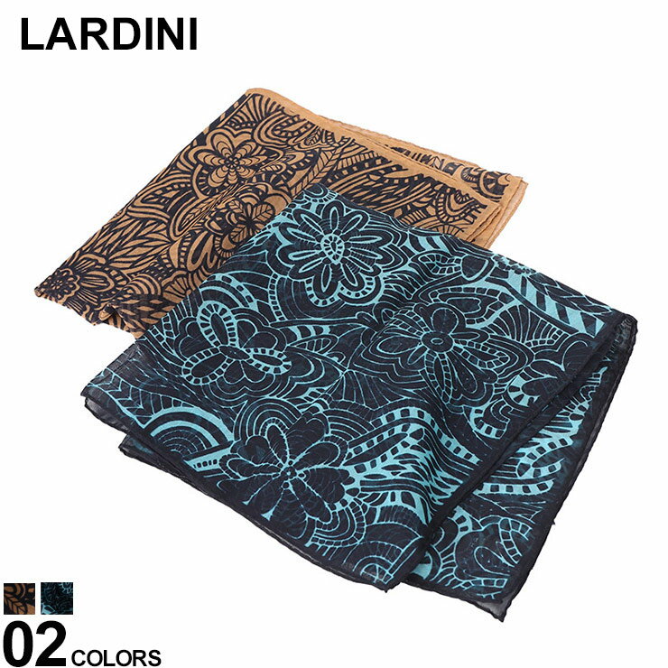 LARDINI (ラルディーニ) コットン シルク ボタニカル柄 ポケットチーフ LDFOU762168 ブランド メンズ 男性 小物 ハンカチ ネッカチーフ