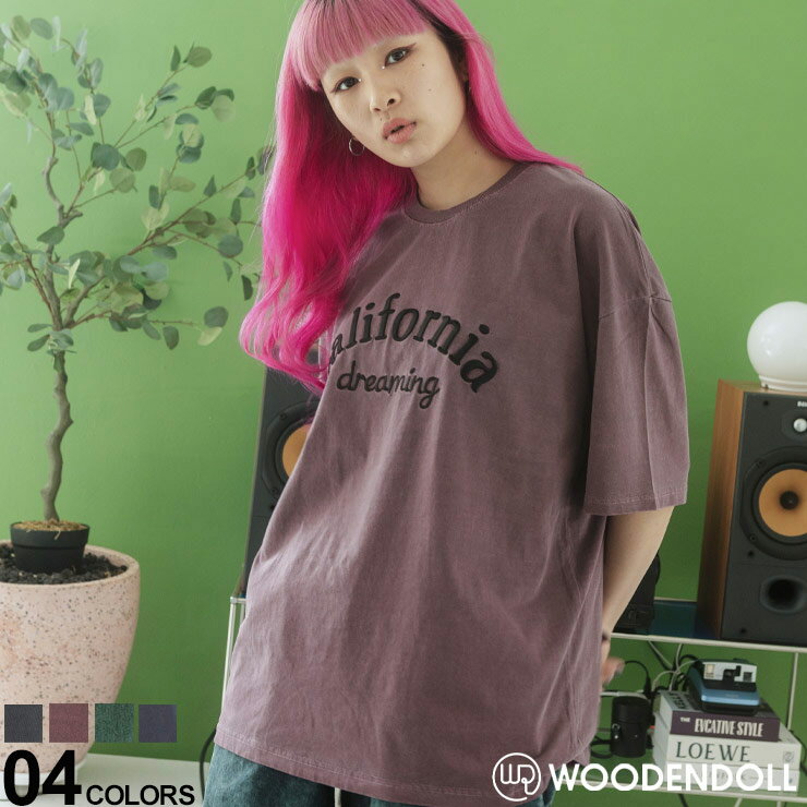 Rakuten - WOODEN DOLL (ウッディンドール) ピグメント加工 california 立体刺繍 クルーネック 半袖 Tシャツ WD24013 メンズ 男性 トップス シャツ Tシャツ クルー 半袖 プリント