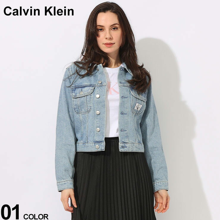 Calvin Klein (カルバンクライン) ダブルポケット クロップド丈 デニムジャケット CKLJ20J222786 ブランド レディース アウター ジャケット デニム