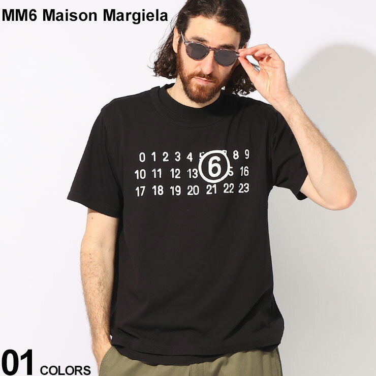 エムエムシックス メゾン マルジェラ MM6 Maison Margiela コットン Numeric プリント ツーレイヤー クルーネック 半袖 Tシャツ MM6GC0001STJ391 ブランド メンズ 男性 トップス Tシャツ 半袖 カットソー