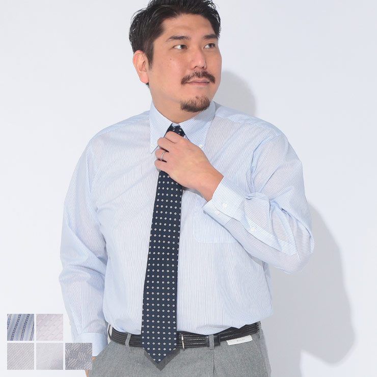 Rakuten - B＆T CLUB (ビーアンドティークラブ) 形態安定 総柄 ボタンダウン 長袖 ワイシャツ RELAXBODY EABT90B 大きいサイズ メンズ ビジネス トップス ワイシャツ Yシャツ シャツ 柄 オールシーズン ゆったり
