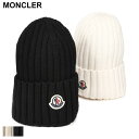 モンクレール MONCLER ロゴワッペン リブ編み ウール ニットキャップ レディース MCL3B00036A9327 ブランド レディース キャップ 帽子 ニット帽 ニットキャップ