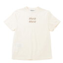 ミュウミュウ MIU MIU ラインストーン フロントロゴ クルーネック 半袖 Tシャツ MIUMJN4991585 ブランド レディース トップス Tシャツ ...