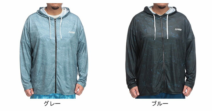 GERRY (ジェリー) ストレッチ 総柄 フルジップ ラッシュパーカー 835502 大きいサイズ メンズ トップス パーカー フード 水着 ラッシュガード レジャー