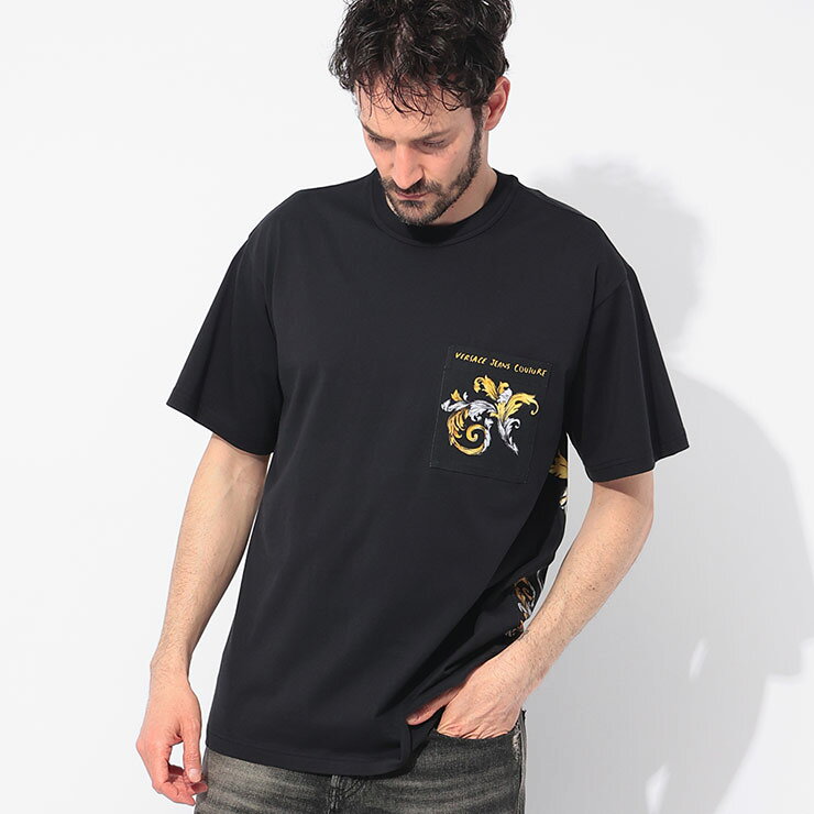 乐天商城 - ヴェルサーチェ ジーンズ クチュール VERSACE JEANS COUTURE 胸ポケット クルーネック 半袖 Tシャツ VC78GAH6RB ブランド メンズ 男性 トップス Tシャツ プリント ポケット 春 夏