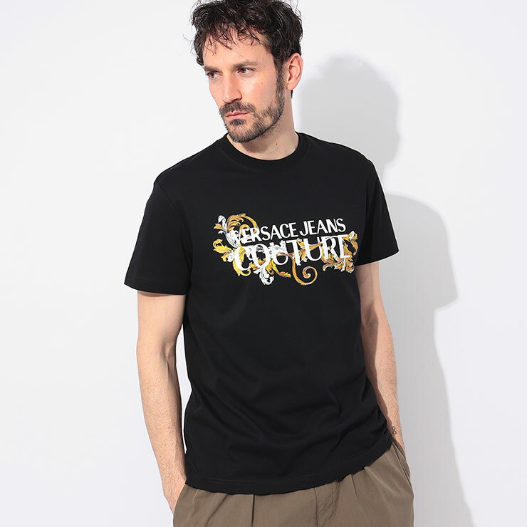 Rakuten - ヴェルサーチェ ジーンズ クチュール VERSACE JEANS COUTURE ロゴプリント クルーネック 半袖 Tシャツ VC78GAHC05 ブランド メンズ 男性 トップス Tシャツ プリント コットン 春 夏