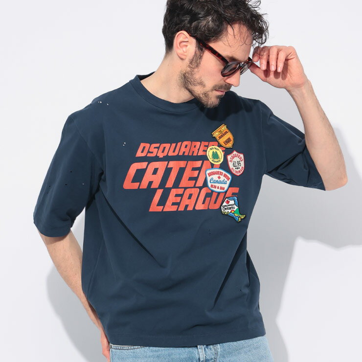 ディースクエアード DSQUARED2 ダメージ クルーネック 半袖 Tシャツ DYED AND DESTROYED D2GD1383S24583 ブランド メンズ 男性 トップス Tシャツ ワッペン プリント 春 夏