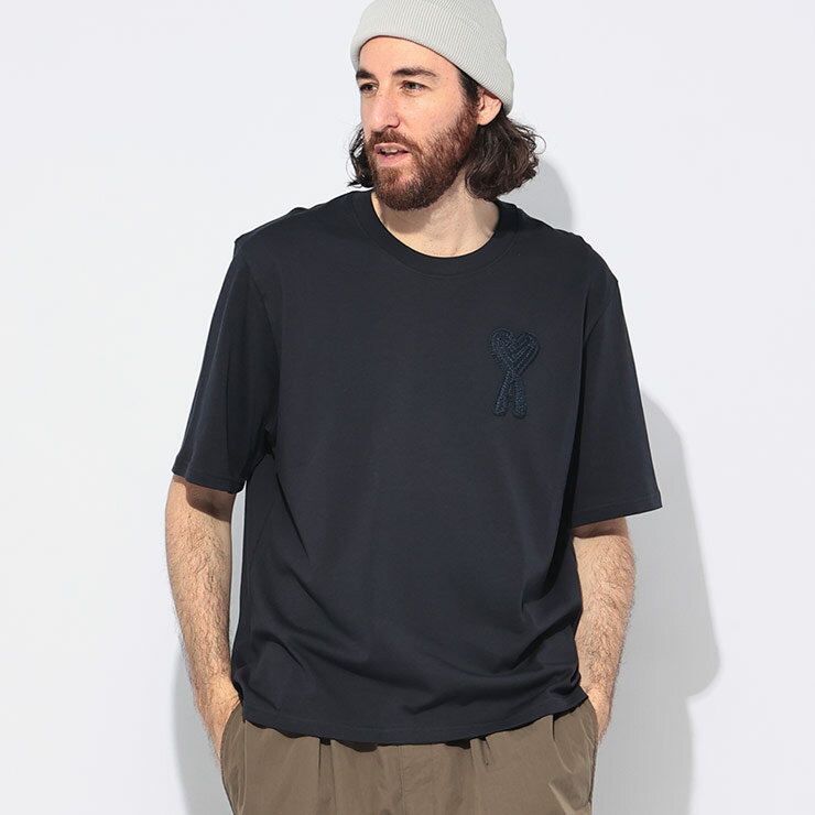 アミパリス AMI PARIS ロゴパッチ クルーネック 半袖 Tシャツ AMHTS055726 ブランド メンズ 男性 トップス Tシャツ コットン シンプル 春 夏