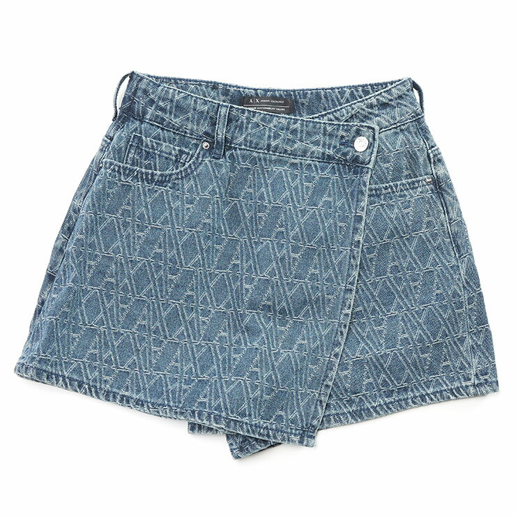 ARMANI EXCHANGE (アルマーニ エクスチェンジ ) ブランドロゴ ラップシルエット ショートパンツ AELXW555AF12844 ブランド レディース ボトムス ショートパンツ キュロット デニム ミニ丈