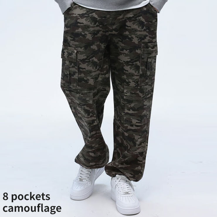 Cargo Pants - WOODENDOLL ストレッチ ツイル カモフラ柄 8ポケット ジップフライ カーゴパンツ PT24AW79EC メンズ 男性 ボトムス パンツ カーゴパンツ 迷彩 ロングパンツ 迷彩 柄パンツ