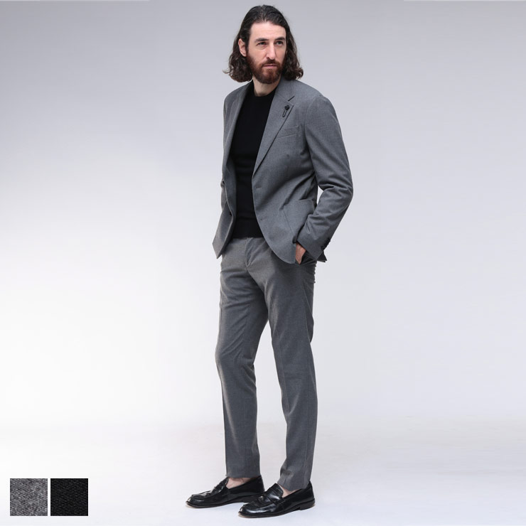 ラルディーニ LARDINI ストレッチ フランネル 無地 2つボタン シングル ノータック スーツ LD149EE63701P ブランド メンズ 男性 セット...