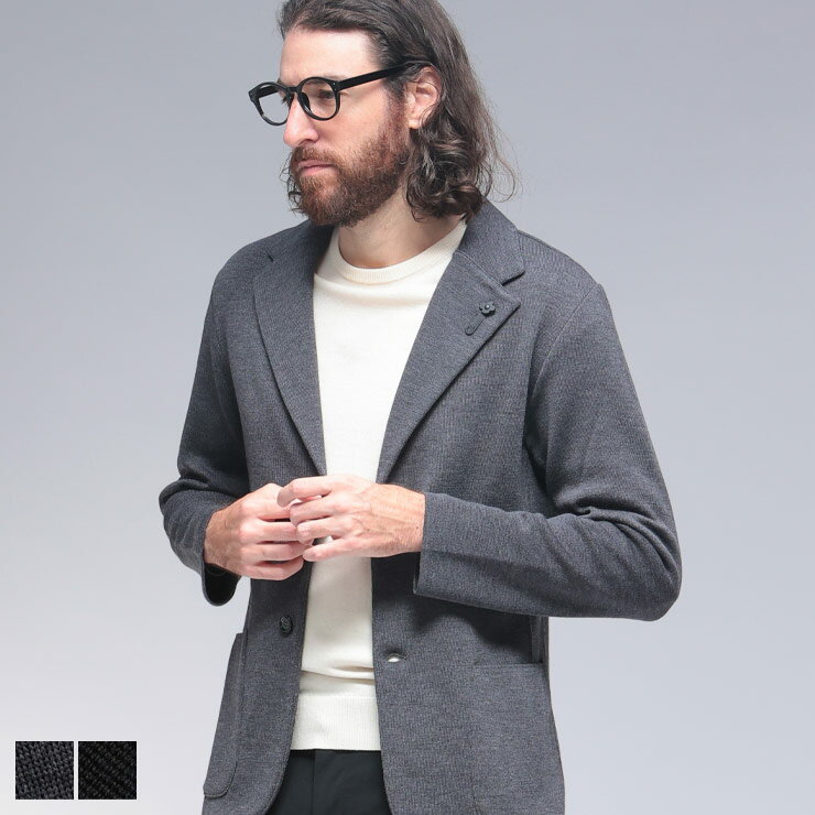 乐天商城 - ラルディーニ LARDINI シングル2つ釦ニットジャケット LDLJM56CN65000 ブランド メンズ 男性 アウター ジャケット ストレッチ ニット