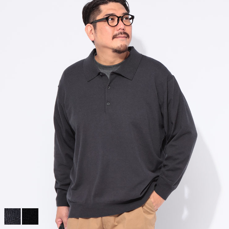 B＆T CLUB (ビーアンドティークラブ) ふわかる 12G 天竺編み ウォッシャブル 襟付き ニットポロ セーター 6587284Z 大きいサイズ メンズ トップス ニット セーター 肌触り カシミヤタッチ