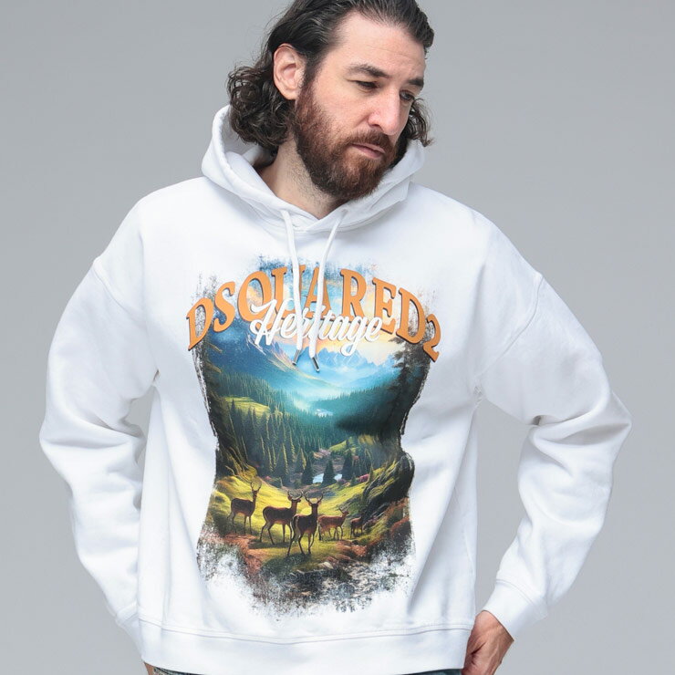 ディースクエアード DSQUARED2 裏起毛 プリント スウェット プルオーバー パーカー CANADA D2GU0899S25516 ブランド メンズ 男性 トップス パーカー フード プルパーカー スウェット(4)