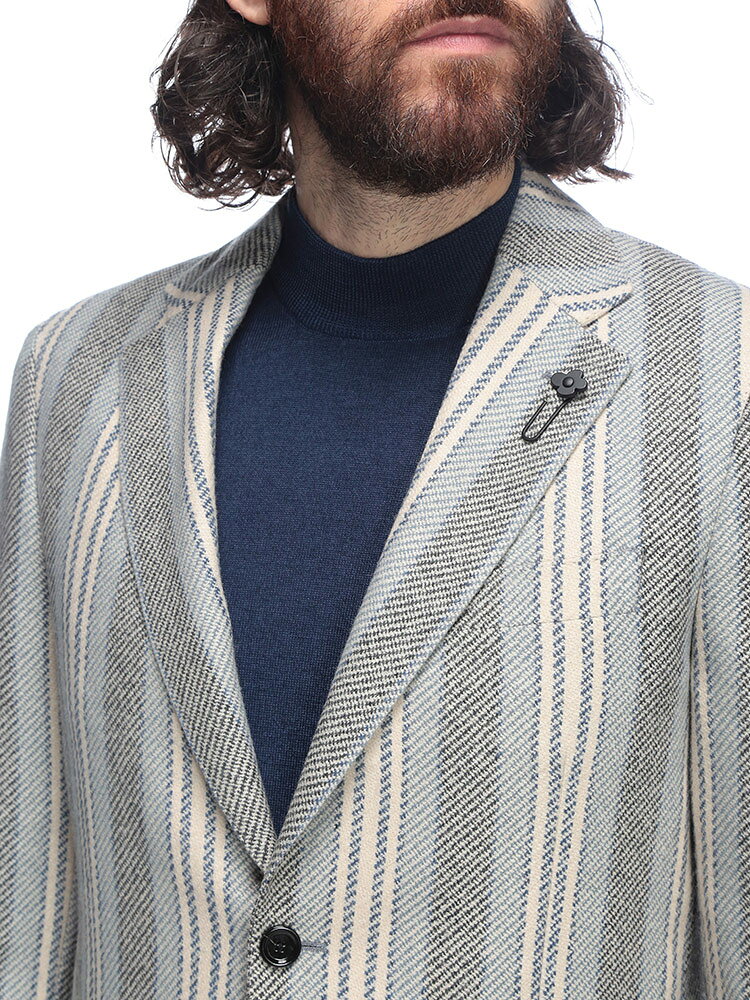 ラルディーニ ジャケット アウター LARDINI メンズ ストレッチウール ストライプ シングル テーラード LD528IF65536 ブランド ビジネス フォーマル きれいめ 大人 秋 冬 h-zenmall-10092929 原宿ゼンモール サンプル画像3