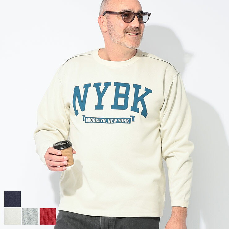 乐天商城 - B＆T CLUB (ビーアンドティークラブ) Wフェイス リバーシブル クルーネック 長袖 Tシャツ BTTS2597 大きいサイズ メンズ トップス Tシャツ プルオーバー カットソー ロンT 春 秋 冬