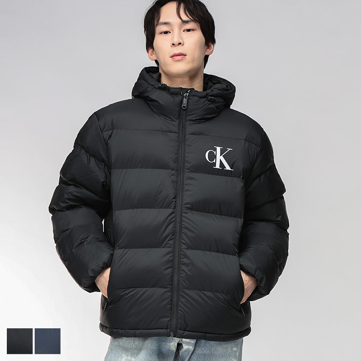乐天商城 - カルバンクライン ブルゾン メンズ Calvin Klein 無地 ロゴ フルジップ 中綿ブルゾン CKLV04RD528G ブランド アウター ブラック