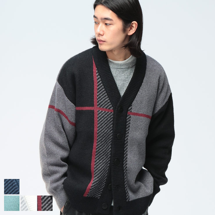 Cathy's Closet (キャシーズ クロセット) クロスチェック オーバー Vネック カーディガン 42706008 メンズ ユニセックス トップス セ...