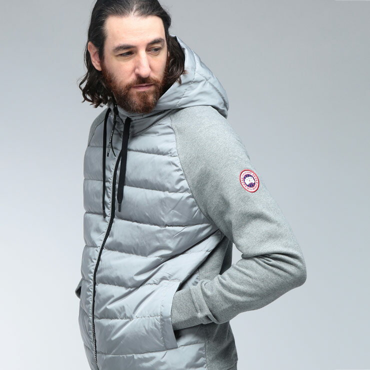 Rakuten - カナダグース ダウン メンズ CANADA GOOSE ロゴ コンビダウン フルジップ スウェット 切り替え パーカー HYBRIDGE HURON ハイブリッジヒューロン CG6843M ブランド アウター グレー