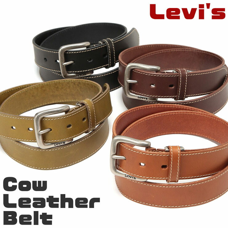 Levi's (リーバイス) 牛革 ベルト 15116604 メンズ ユニセックス レザー 本革 牛革 ステッチ ベルト カジュアル ギフト プレゼント