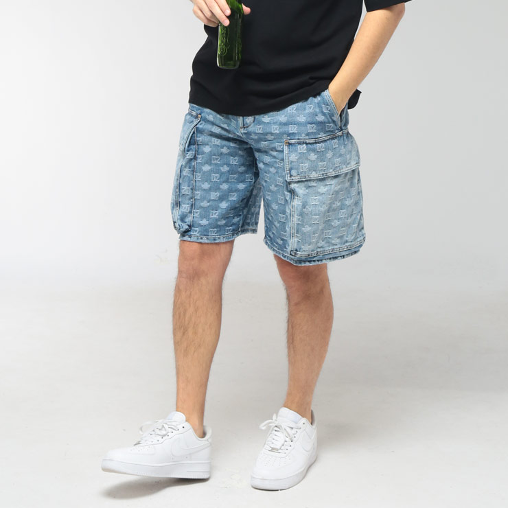 Rakuten - ディースクエアード DSQUARED2 メンズ ショートパンツ 総柄ロゴ ポケット ボタンフライ デニム ショーツ D2MU0980D30023 ブランド ボトムス パンツ ジーンズ 春 夏
