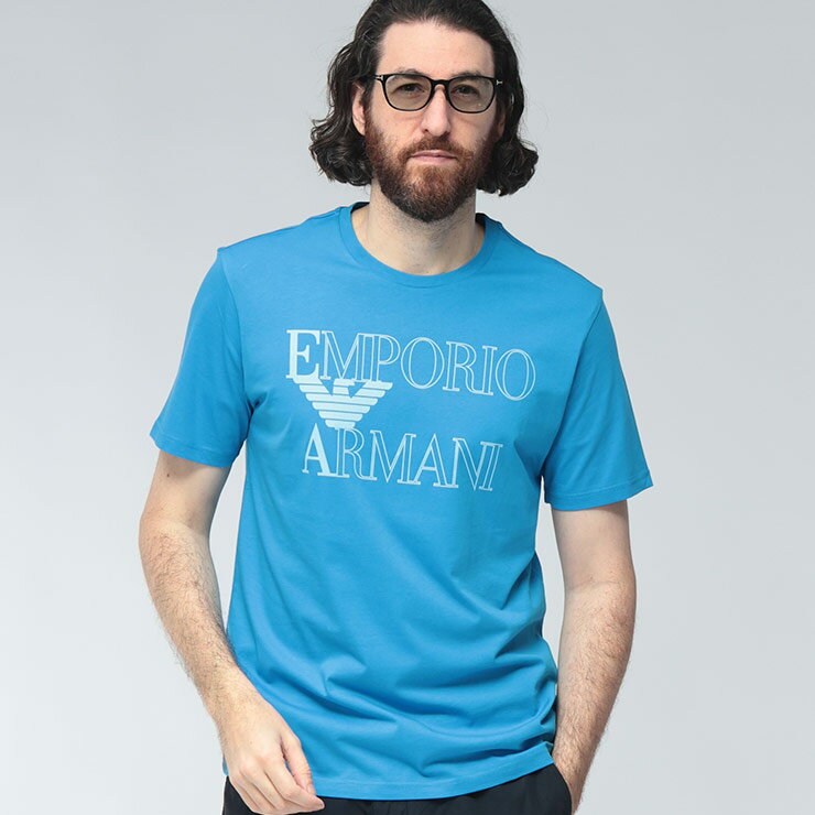 エンポリオアルマーニ EMPORIO ARMANI メンズ Tシャツ 半袖 ボールドロゴ フロントロゴ プリント クルーネック カットソー EASEM574AF20434 ブランド トップス TEE 春 夏