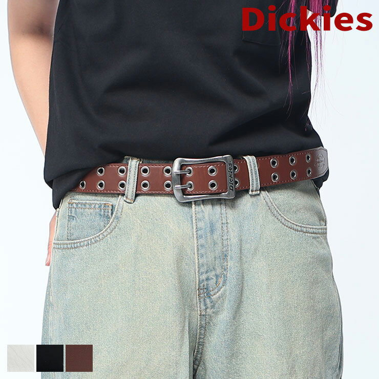 Rakuten - Dickies (ディッキーズ) 40mm Wハトメ ベルト 無地 ダブル 合成皮革 ユニセックス