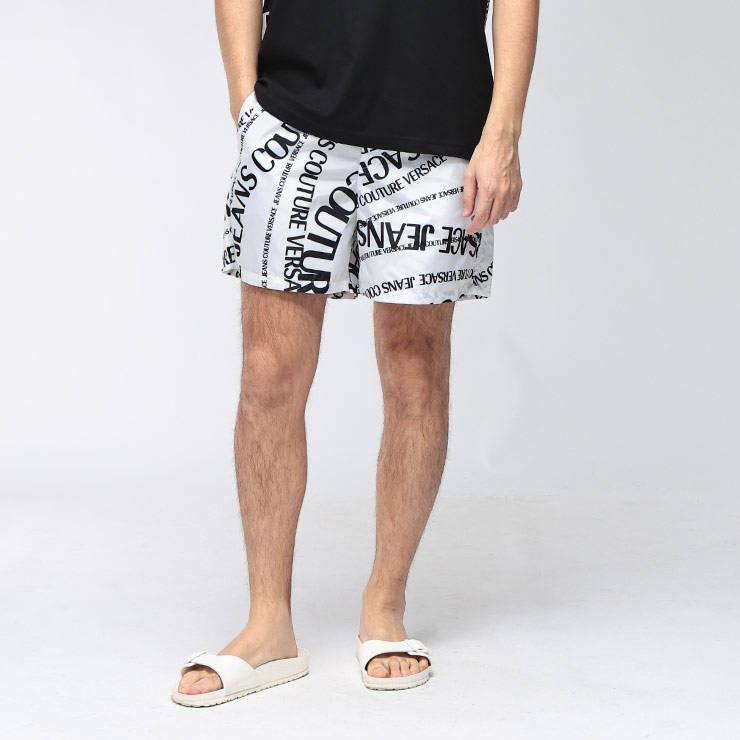 乐天商城 - ヴェルサーチェ ジーンズ クチュール VERSACE JEANS COUTURE メンズ ショートパンツ VC80GAD1D6ロゴプリント ウエストコード ショーツ ブランド ボトムス パンツ 総柄 春 夏