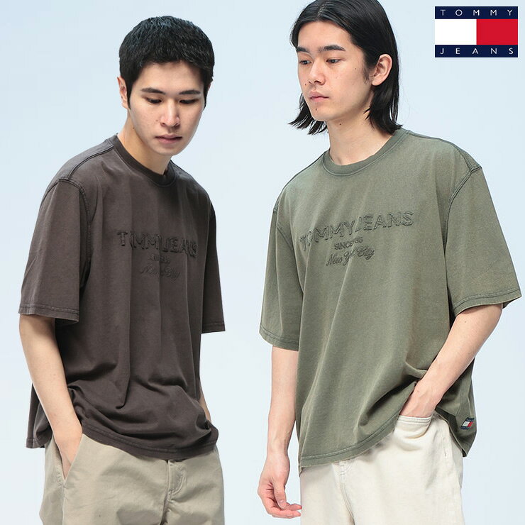 乐天商城 - TOMMY JEANS (トミージーンズ) Tシャツ 半袖 ロゴデザイン クルーネック カットソー ユニセックス DM0DM22330