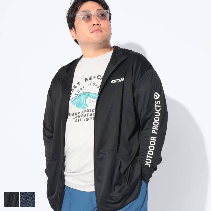 ラッシュガード 長袖 メンズ 大きいサイズ 水陸両用 DRYメッシュ 袖ロゴプリント ジップアップ ラッシュパーカー トップス ジップパーカー 水着 プール 海 川 紫外線対策 OUTDOOR PRODUCTS (アウトドアプロダクツ) XR630E