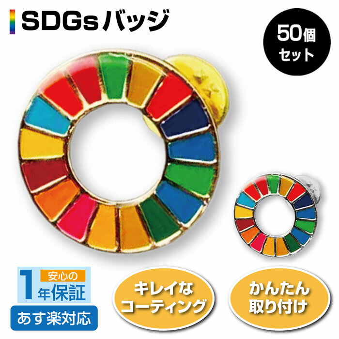 【50個セット】SDGs バッジ 簡単 取り付け きれい 持続可能な開発目標 Sustainable Development Goals 地域環境の保…