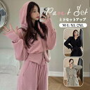 セットアップ スウェット パーカー レディース 秋服 秋物 スウェット ジップアップ ロングパンツ 上下セット スポーツウェア 部屋着 ルームウェア 2点セット 長袖 フード付き トレーナー 運動着 おしゃれ カジュアル 着痩せ 体型カバー M L XL 2XL 秋冬 送料無料