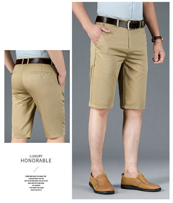 スラックス ビジネスパンツ メンズ 涼しい 冷感 クールビズ ハーフパンツ ショートパンツ 半ズボン 短パン スリム 着痩せ 細身 大きいサイズ ゴルフパンツ ゴルフウエア スポーツウエア 薄手 カーキ ブラック