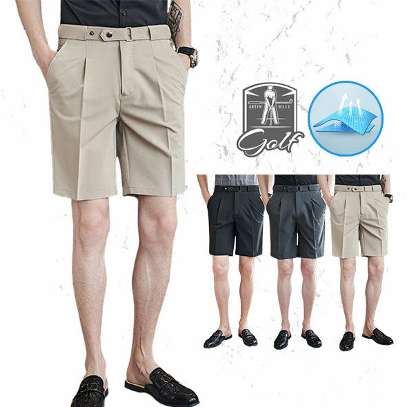 大きいサイズ スラックス ビジネスパンツ メンズ 涼しい クールビズ ハーフパンツ ショートパンツ 男性 紳士 夏用 ゴルフパンツ ゴルフウエア スポーツウエア 半ズボン ショーツ 薄手 通気 20代 30代 40代 50代 60代
