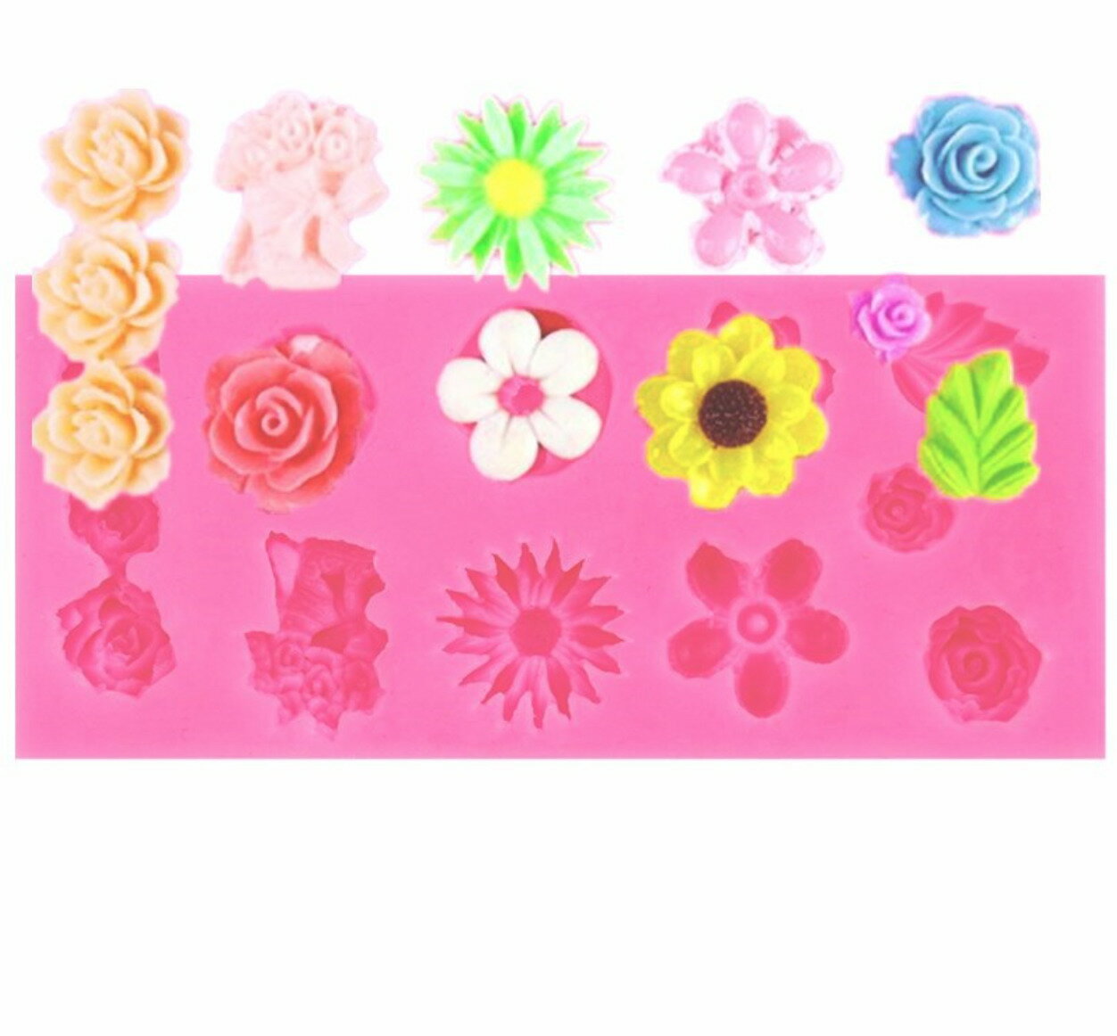 【0,5の日ポイント5倍 今月限定ポイント3倍】シリコンモールド シリコン 型 お花 12種類 DIY ハンドメイド アロマハイストーン 石膏 手作り石鹸 樹脂...