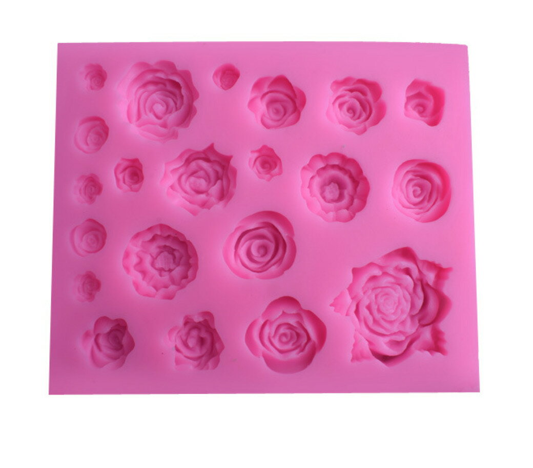 【0,5の日ポイント5倍 今月限定ポイント3倍】シリコンモールド シリコン 型 バラ 21サイズ DIY ハンドメイド アロマハイストーン 石膏 手作り石鹸 樹...